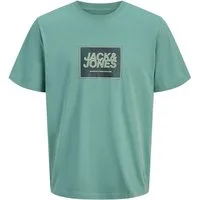 Jack & Jones Rundhalsshirt Jack&Jones Übergrößen T-Shirt blaugrün JJRAIN Print