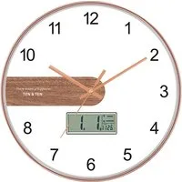 Luckice Wanduhr Leise Wanduhr im nordischen Design–12 Zoll–Analog & Digital (Modernem Design Leicht Ablesbare Wanduhr)