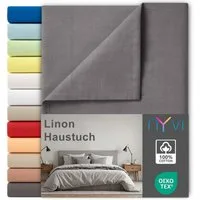 NYVI Betttuch Linon Deluxe Bettlaken ohne Gummizug aus 100% atmungsaktiver Baumwolle, Baumwolle, (1 Stück), Betttuch auch als Sommerdecke nutzbar, OEKO-TEX 100, Bei 60°C waschbar
