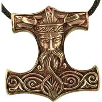 Kiss of Leather Kettenanhänger Odin Bronze Thorshammer Thorhammer Thor Hammer Wikinger Anhänger
