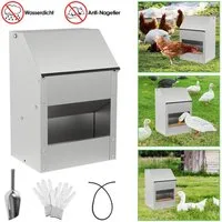 Clanmacy Futterautomat 5kg Hühner Automatischer Geflügel Futter Spender mit Löffel&Handschuhe