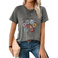 PYLIKE Print-Shirt Shirts Damen Casual Hundemarke Ausgefallene bequemes t shirt Bequem für Freizeit und Büro,Strandurlaub