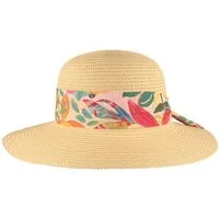 Breiter Strohhut Sommerlicher Flapper mit buntem, floralen Stoffband