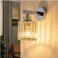 ZMH Wandleuchte Innen schwarz/chrom E27 Wandlampe Kristall Flurlampe, Augenschutz, ohne Leuchtmittel, Moderne Wand Nachttischlampe für Schlafzimmer Wohnzimmer Flur