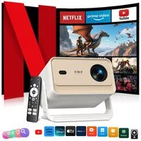 XGODY N6 Pro Beamer 4K Mit Netflix Zertifizierung(Autofokus) UHD-Beamer (700 lm, 3840 x 2160 px (700 ANSI) px, Native 1080P Full HD Beamer mit WiFi 6, automatische Trapezkorrektur)