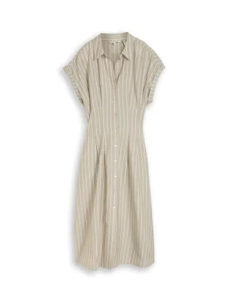 Tom Tailor - Midi-Kleid mit Streifenmuster olive irregular stripe - Gr. - 38