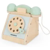 Mamabrum Kinder-Haushaltsset - Retro Holztelefon mit Wählscheibe
