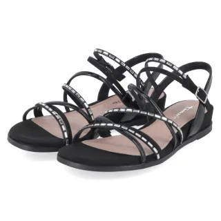 Tamaris Sandalen - Gr. 37 - Schwarz - Textil & Synthetik