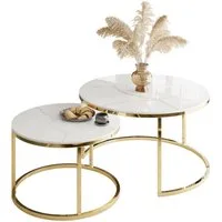 Lookway Couchtisch SELAVI 2er Tisch-Set mit Metallgestell (2er Set), Durchmesser: ⌀80/70 cm und ⌀60/50 cm