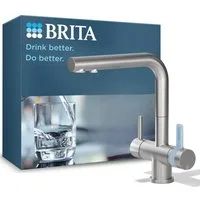 BRITA Küchenarmatur 3-Wege-Küchenarmatur Edelstahl, eckig, inkl. 1 x BRITA P 1000 Wasserfilter