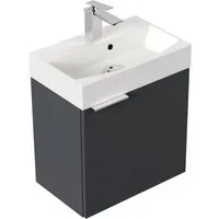 Magnolia Home Waschtisch Gäste WC Badmöbel Kubus Slimline 50cm SoftClose grafit