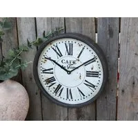 Chic Antique Wanduhr Vintage Wanduhr Café Metall Glas Antik Schwarz (Dekorative Wanduhr im französischen Café Stil)