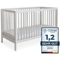 Ehrenkind Babybett PUR aus massivem Buchenholz, flexibel höhenverstellbar, Gitterbett, Kinderbett 9-Fach höhenverstellbar mit entnehmbaren Stangen Baby Bett
