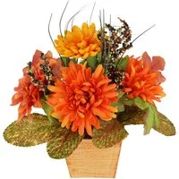 Kunstblume Dahlien-Gesteck im Topf, I.GE.A., Höhe 26 cm, Mit Beeren Blume Dekoblume Gesteck Herbstblume Herbstdeko Mittelstück