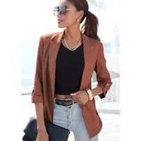 LASCANA Longblazer mit gerafften Ärmeln, aus leichter Webware mit Viskoseanteil leichter Sommerblazer, modische Blazerjacke, Business-Look, festlich