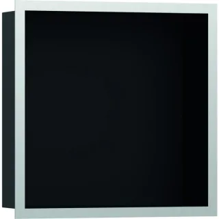 hansgrohe XtraStoris Wandnische 56098800 30x30x10cm, mit Designrahmen, mattschwarz, Edelstahl optic
