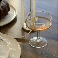 Zoha Cocktailglas Riffle Champagne Glas 255 ml mit Rillenstruktur, 12-tlg., Hochwertiges, hitzebeständiges Borosilikatglas, Elegantes Design