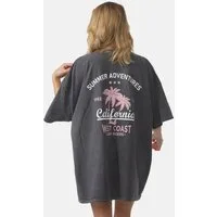 Worldclassca T-Shirt Worldclassca Oversized California Print T-Shirt lang Sommer Oberteil
