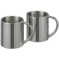 Haushalt International Becher 2 Stück Edelstahl Thermo-Trinkbecher, doppelwandig, 200ml, bruchsicher