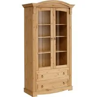 OTTO home Glasvitrine Anna, Standvitrine, Vitrinenschrank, Vitrine (Gesamtmaße (B/T/H): ca. 97/46/188 cm) mit Glastüren, 2 Schubladen, Höhe 188 cm, aus massiver Kiefer, FSC®