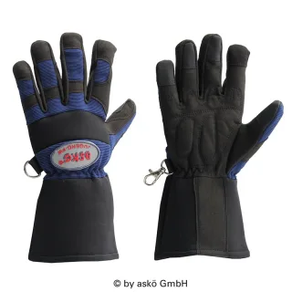 Jugendfeuerwehr Übungshandschuh Jugend-FW askö | Blau oder Orange | Stulpe | Synthetik-Leder | EN 388 CAT. II | Neopren-Stulpe