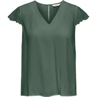 ONLY Kurzarmbluse ONLELVA-VIA S/S DETAIL TOP WVN CS FR Viskose, Spitze