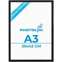 PHOTOLINI Bilderrahmen modern mit bruchsicherem Acrylglas, Holz MDF für Fotos & Poster, für 1 Bilder (1 Einzelrahmen), Posterrahmen A3 30x42 cm zum Aufhängen