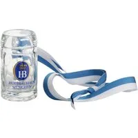 Hofbräuhaus München Schnapsglas Mini-Maßkrug, Glas, am weiß-blauen Band
