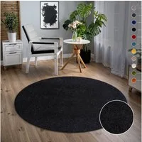 Sanat Teppich Uni, rund, Höhe: 13 mm, robuster Kurzflorteppich, große Farbauswahl, Wohnzimmer, alle Räume