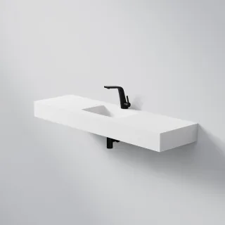 Steinberg Serie 444 Waschtisch Wandwaschtisch aus Mineo Stone, matt white, 444 7050 W 444 7050 W