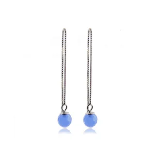 Luxenter, Ohrringe aus 925er Sterlingsilber und aquamarinblauem Hydrothermalquarz, rhodiniert