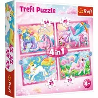 Trefl Puzzle 4 in 1 Einhörner, 35 + 48 + 54 + 70 Teile, Puzzleteile