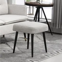 HOMCOM Fußhocker Schminkhocker Fußstütze mit Kaschmir-Optik (Hocker, 1 St., Sitzhocker), für Schlafzimmer, Stahlbeine, Hellgrau