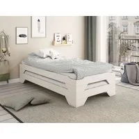 OTTO home Massivholzbett Melwine – Stapelbett aus massiver Kiefer, platzsparend & flexibel (2-tlg., in 2 Ausführungen- als Einzelbett oder Set aus 2 Betten), Mit Lattenrost, ideal als Gästebett, FSC® zertifiziert, Made in Europe