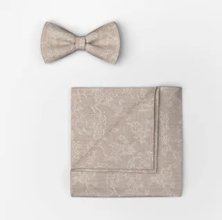 OLYMP - Fliege und Einstecktuch Set beige