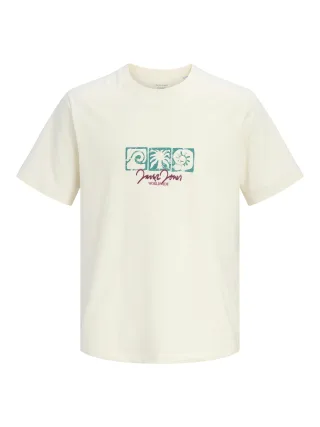 JACK&JONES - JORRIVIERA FRONT TEE SS CREW NECK FST Antique White - Gr. - M