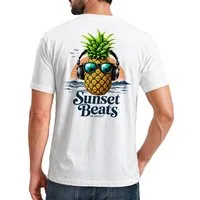 Neverless Print-Shirt Herren T-Shirt Backprint - Ananas Design Sunset Beats - Baumwollshirt mit Print
