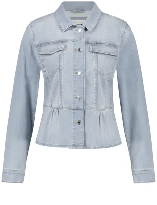 GERRY WEBER Collection - Modische Jeansjacke mit angesetztem Schößchen light blue denim mit use - Gr. - 46