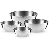 WMF Schüssel Set Gourmet (16/18/22/24 cm), 360° Schüttrand, tropffreies Ausgießen, Edelstahl, (Set, 4-tlg), vielseitig, stapelbar, platzsparende Aufbewahrung