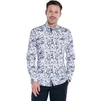 Engbers Langarmhemd Herren Langarm-Hemd gemustert, Brilliantblau