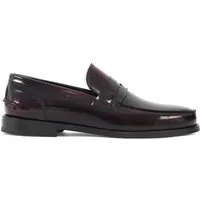 Celal Gültekin Business Penny Loafer Blockabsatz Hochglanz Herren Loafer Echtleder Hochglanz, Penny-Steg, Mokassin-Naht, Bordeaux, 41