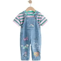 Next Jeanslatzhose Jeanslatzhose mit Print (2-tlg)