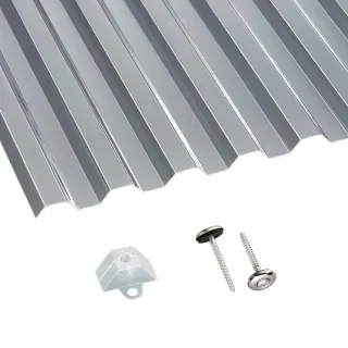 Polycarbonat | Terrassendach-Set | Spundwand | 76/18 | 0,8 mm | grau