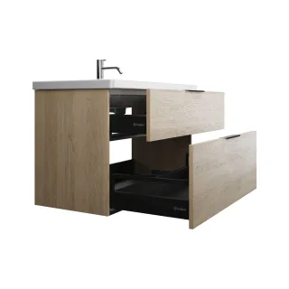 Burgbad Keramik Waschtisch-Set Eqio Eiche Dekor Cashmere/Alpinweiss, SEYQ103F3180C0001 SEYQ103F3180C0001