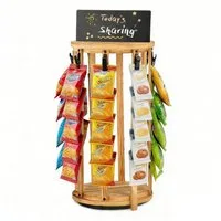 BlingBin Servierständer 360° drehbares Holz-Imbissregal 5 Etagen mit 40 Clips & Preistafel, Holz, (1 Stück, 1-tlg., 20.5*46cm), mit Holzsockel für Zuhause, Büro, Läden und Verkaufstheken