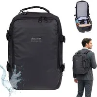 BestWay Bags Reiserucksack Handgepäck Rucksack für Ryanair aus Plane, Cabin Pro Flugzeug Kabinenrucksack Laptoprucksack 40350 + Koffergurt