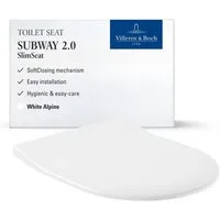 Villeroy & Boch WC-Sitz Subway 2.0 SlimSeat, mit Absenkautomatik, abnehmbarer, ultraflacher Toilettensitz, D-Form