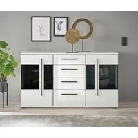 Home affaire Sideboard Cantara, moderner Schrank, Kommode in Eiche Evoke, Weiß oder Kaschmir, schwarze Stangengriffe, ausreichend Stauraum, vielseitig einsetzbar