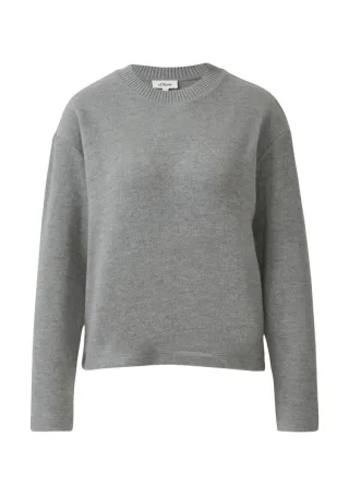 s.Oliver Red Label - Weiches Longsleeve mit Rippstruktur grau - Gr. - 44