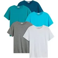 bonprix T-Shirt (Packung, 5-tlg., 5er) Regular Fit, Kurzarm, für warme Tage, aus Baumwolle und Viskose